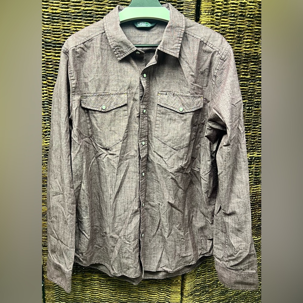 Stio-Maroon Button‎ Up Shirt, Mens size: XLarge